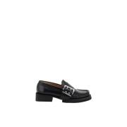 Ganni Blockklack Läder Loafers med Spänne Black, Dam