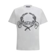 Moschino Monogram Broderad Bomull T-shirt White, Herr