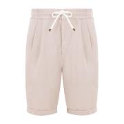 Brunello Cucinelli Beige Linne Sportshorts Stilig Beige, Herr