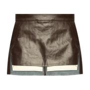 Rick Owens Fog Cutoff Mini Skirt Brown, Dam