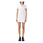 Marine Serre Vit Ribb T-shirt Klänning White, Dam