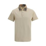 Burberry Klassisk Rutig Polo Skjorta med Sidslitsar Beige, Herr