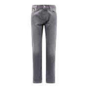 Brunello Cucinelli Traditionella passform jeans med slag Gray, Herr