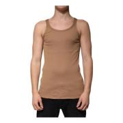 Dolce & Gabbana Brun Bomull Tank Top med Logo Brown, Herr