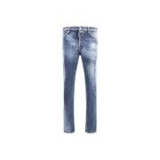 Dsquared2 Logoed Läder Patch Bomulls Jeans Blue, Herr