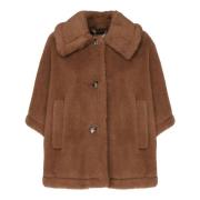 Max Mara Brun Alpacka Cashmere Kappa med Knappstängning Brown, Dam