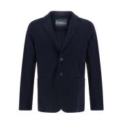 Herno Dubbelknäppt Klassisk Revers Blazer Jacka Blue, Herr