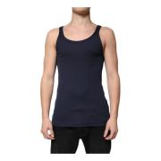 Dolce & Gabbana Mörkblå Bomull Tank Top Blue, Herr