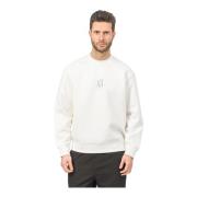 Armani Exchange Vit Crewneck Tröja med Framlogo White, Herr