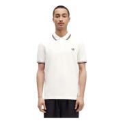 Fred Perry Kontrast Randig Polo Skjorta White, Herr