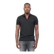 Hugo Boss Svart Zip Polo Skjorta Slub-Garn Black, Herr