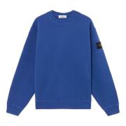 Stone Island Blå Crewneck Sweatshirt med Sömnadsdetaljer Blue, Herr