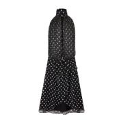 Nina Ricci Polka Dot Halterneck Ärmlös Klänning Black, Dam