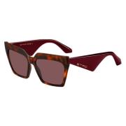 Etro Modern eklektisk solglasögon Burgundy Square Red, Dam