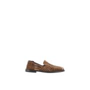 Brunello Cucinelli Läder Slip-On Loafers med Flätat Design Brown, Herr