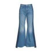 Mother Blå Flared High-Waisted Jeans Blue, Dam