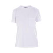 Max Mara Monogram Broderad Vit Bomull T-shirt White, Dam