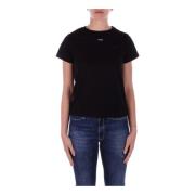 Pinko Logo Jersey T-shirt Slim Fit Black, Dam