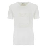 Elisabetta Franchi Bomull Logo T-shirt Kortärmad Rund Hals White, Dam