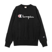 Champion Svart Crewneck Sweatshirt med Stor Logotyp Black, Herr