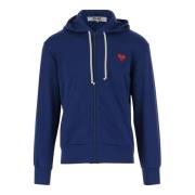 Comme des Garçons Nylon Hoodie med Logo Patch Blå Blue, Herr