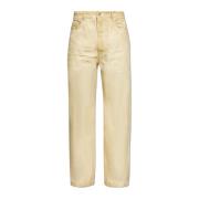 Rick Owens Straight Leg Jeans Beige, Herr