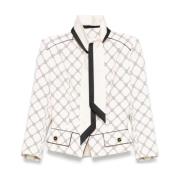 Elisabetta Franchi Vit Jacka med Scarf Detaljer White, Dam