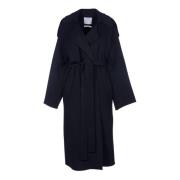 Sportmax Svart Ull Trenchcoat Black, Dam