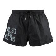 Off White Mesh Lining Swim Shorts Black, Herr