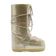 Moon Boot Gyllene Glitter Ikoniska Vinterstövlar Yellow, Dam