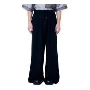 Dries Van Noten Bomull Track Pants med Dragsko i Midjan Black, Herr