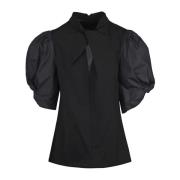 Liviana Conti Poplin Ärm Blus med Ballongärmar Black, Dam