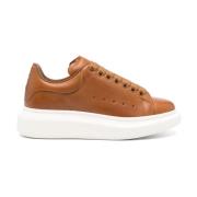 Alexander McQueen Oversized Lace-Up Läder Sneakers Brown, Dam