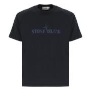 Stone Island Blå Bomull T-shirt med Logotyp Blue, Herr