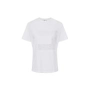 Elisabetta Franchi Blomtema Kortärmad Jersey T-Shirt White, Dam