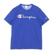 Champion Blå Crewneck Tee för Män Blue, Herr