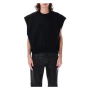 Rick Owens Svart Stickat Ss25 Ärmlös Sweatshirt Black, Herr