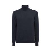 Tagliatore Italiensk Ull Turtle Neck Sweater Blue, Herr