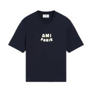 Ami Paris Blå Logo Patch Crew Neck T-shirt Blue, Herr