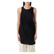 Rick Owens Svart Bomullstank Topp Drapering Black, Dam