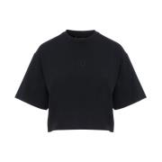 Anine Bing Inramad Monogram Cropped Tee Black, Dam