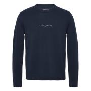 Tommy Jeans Blå Crewneck Tröja Logo Print Blue, Herr