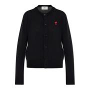 Ami Paris Kofta i ull med logotyp Black, Dam