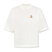 Palm Angels T-shirt med logotyp Beige, Dam