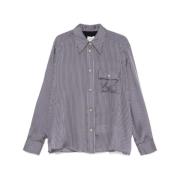 Khaite Navy Blue Button-Up Shirt Blue, Dam