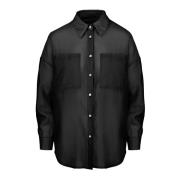 BomBoogie Lyocell voile overshirt Black, Dam