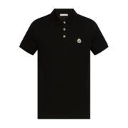 Moncler Bomullspolo med logopatch Black, Herr