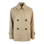 Max Mara Eleganta Kappor med Bomull-Polyester Blandning Beige, Dam