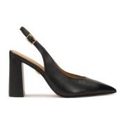 Kazar Svarta slingback pumps med en bred klack Black, Dam