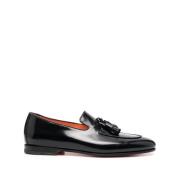 Santoni Svart Tassel Loafer Lädersula Black, Herr